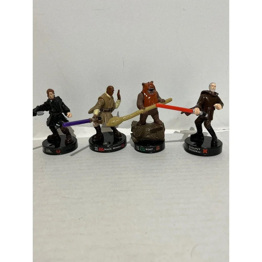 Star Wars Attacktix Battle Figure Lot Anakin Mace Windu Wicket Count Dooku 2005
